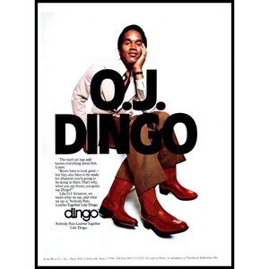 1977 Dingo Boots Vintage Print Ad OJ Simpson Football 3 Legged Legs Wall Art